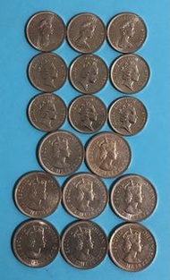 1960年-1992年香港女王頭一元硬幣大全套17枚，品相极佳