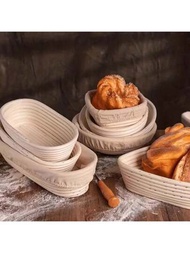 1入手工製作天然藤條收納籃,面包籃,圓形/橢圓形籃,具有保護布襯衣可用於麵團發酵、酵母麵包儲存、麵包烘焙,適合專業和家庭烘焙工作者使用