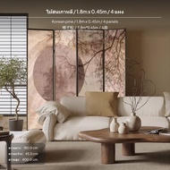 ฉากกั้นห้องดีไซน์จีนสมัยใหม่แบบ 3 ช่อง รุ่นยุคซ่ง หน้าจอพับได้ กรอบไม้สัก/ไม้สน พิมพ์ลายทัศนียภาพศิล