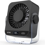 Small Desktop Fan Silent: Rechargeable 5,000mAh Battery Powered, 199 Speed Strong Wind, 120° Tilt Ad