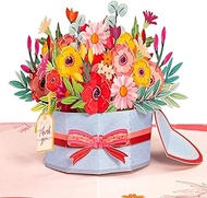 Paper Love Frndly Valentines Day Pop Up Card, Flower Box, Handmade 3D Popup Cards, 100% Recycled and