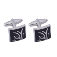 New Geometric Circular Square Black Orchid Drop Oil Inlaid Diamond Cufflinks Fashion Men's Business 