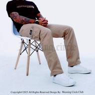 Meaning Circle Men's Cargo Pants Loose Fit Twill Thick Non Stretch Full Color Mocca