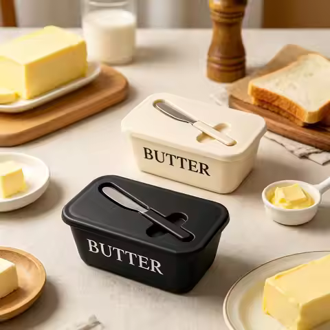 Large Capacity Butter Dish with Cutter Lid Airtight Clear Storage Container Kitchen Refrigerator Cou