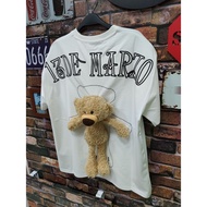 [Xingge Boutique] 13DE MARZO PARIS Hot-Selling Back Bear Teddy White Short-Sleeved T-Shirt Couple St