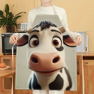 1Pc Cute Emoji 3D Pattern Linen Apron For Home Cooking, Kitchen Wear, And Cooking Enthusiasts