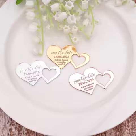 Personalized 5*8.5cm Sweetly Doubel Hearts Design Wedding Engagement Party Save The Date Invitation 