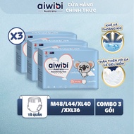 Combo 3 Aiwibi Comfy Dry Breathable and Dry Diapers / Diapers For 12 Hours Large Package M48 / 44 /X