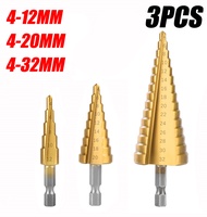 CASTA Mata Bor HSS Titanium Step Drill Set 6Pcs Untuk Besi Kayu Akrilik PVC – Ukuran 4-12/20/32mm & 