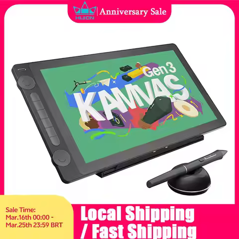 HUION Kamvas 16 (Gen 3) Drawing Tablet with Screen 16K Levels Pressure PenTech 4.0 ，15.8 Inch Canvas