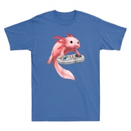 Axolotl Fish Playing Video Game-Axolotl Lizard Gamer Novelty Men'S T-Shirt