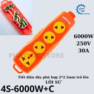 Ổ cắm điện 6000W 3 lỗ 3S-6000W+C và 4 lỗ 4S-6000W+C chéo Không Dây siêu chịu tải 30A SOPOKA
