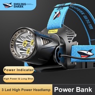 Smiling Shark Original Super Bright Head Lamp 6000LM K808 P100 Powerful Headlight Rechargeable Water