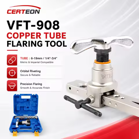 VFT 908 HVAC Tube Flaring Tool Kit 6-19mm Copper Pipe Flaring Tool AC Repair Refrigeration Service B