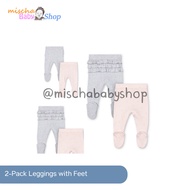 Mothercare's 2-Pack Leggings with Feet | Light Pink-Grey Frill Girls Pants