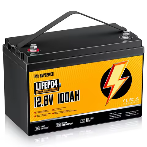 RVPOZWER 12V Lithium Battery 100AH Nominal Capacity LiFePO4 1280WH Battery With BMS Solar Portable R