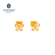 TIANSI 916 (22K) GOLD 1C RIBBON EARRING 单色蝴蝶结耳钉 Subang Emas