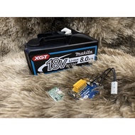 Makita 5s-2p 18V 8AH cell 21700 circuit case, battery indicator Led, original charger and bottom sta