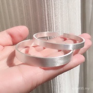 Egg-Shaped Lettering Couple Style Pure Silver S999 Glossy Open Jewelry Bracelet Bracelet Men Women S