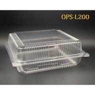 L 200 Square Cake Tray with Lock / Disposable Bakery Clear Plastic Packaging / Bekas Kek