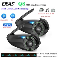 1/2Pcs EJEAS Q8 Motorcycle Mesh Group Intercom Helmet Bluetooth Headset 1000m For 6 Riders Talking A