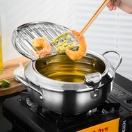 JEAYE Fried Chicken Mini Household Tempura Japanese Style Potable Kitchen Frying Pot Deep Fryers Tempura Fryer Pan