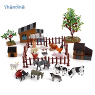[Shamjina] 21Pcs Farm Figurines Farm Animal Figures Toy Includes Fences Animals Farm Animals Set for