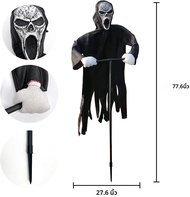 สวน Ghostface หุ่นไล่กาฮาโลวีนตกแต่งภายนอกแขวนน่ากลัว Ghost หุ่นไล่กาตกแต่ง Creative Courtyard Bird 