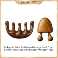 Sevich Green Sandalwood Little Snail Eye Massager Face Lifting Compact Wooden Acupoint Massage Stick Foot Sole Scrapping Rod