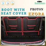 Proton EXORA Premium Carpet Boot Mat with Seat Cover Trunk Cargo Carpet Leather with back seat cover