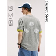 Crissrex Store White Words 7A Antibacterial Cool Feeling Letter Printing Short-Sleeved Outdoor Sport