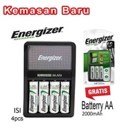 Baterai Charger AA / AAA + 4 Baterai AA 2000 mAh Energizer MAXI FREE