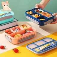 4-Compartment Plastic Lunch Box, Microwave-Safe Bento Box for Students & Office Workers, Leak-Proof 