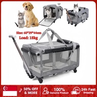 Pet Carrier Pet Trolley Stroller Dog Cat Rolling Backpack Travel Airline Approved Wheel Luggage Bag 