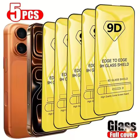 5PCS 9D Tempered Glass for iPhone17 Pro Max Air 15 14 13 12 11 16 Pro Max Plus 16e Full Coverage 9H