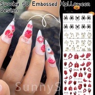 [24H Ship Out] 1-3pcs Waterproof 5D Embossed Halloween Nail Decals - Creepy Eyeball Spider Ghost Sel