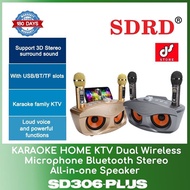 SDRD SD306-PLUS KARAOKE Dual Wireless Microphone Bluetooth Stereo All-in-one Speaker WITH 6 MONTHS S