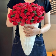 Rose Flower Knitted Blanket Crochet Yarn DIY Material Kit Gift For Girlfriend Normal Thickness Wool