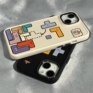 Creative and Personality Tetris Patterns Phone Case Compatible for IPhone11 12 13 14 15 Pro Max 7 8 Plus X XR XS MAX SE 2020 Luxury Soft Shockproof Case