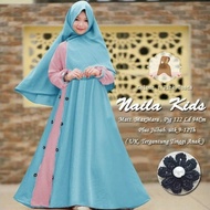 baju muslim anak terbaru -maxi dress polos motif samping bunga Limited