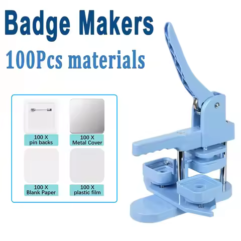 50x50mm Square Button Maker Machine with 100Pcs Materials DIY Manual Press Badge Punch Making Machin