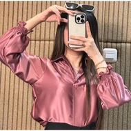 Blouse Wanita Satin Silk Premium Standar & Jumbo Terbaru Murah Korean Style Atasan Kemeja Kekinian