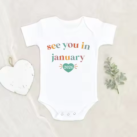 See You in January 2026 Baby Pregnancy Announcement Newborn Baby Bodysuit Clothes Funny Cute Toddler