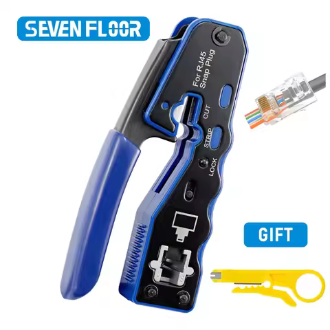 LAN RJ45 Crimp Tool Pass Through Crimper Stripper Cutter for Cat6 Cat5 8P8C Modular Connector Ethern