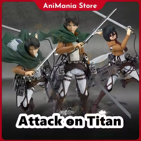 19cm Attack on Titan Comic Action Figures Figma Levi Ackerman Mikasa Ackerman Joint Movable PVC Coll