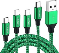 NHENY Type C Charger Cord Green USB C Premium Shiny Nylon Braided Rapid Charging Cable 4 Pack 10FT 2