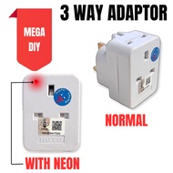 HOYO 3 Way Adaptor 13AMP Socket Universal Travel Multi Adapter Socket 13A Multi Way Adaptor