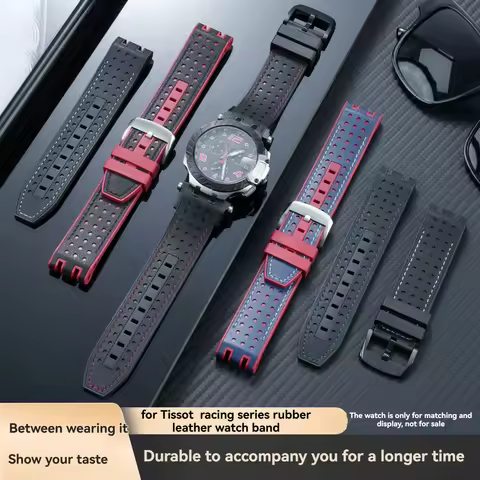 for Tissot T-sport Racing T115.417 Moto GP Cowhide Rubber Watch Strap - Premium Replacement Band for