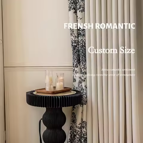 French Vintage Chenille Print Luxury Curtains for Living Room Bedroom Blackout Arbutus Tree Cream La