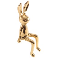 2X Statues Ceramic Crafts Shiny Modern Nordic Animal Figures Decorative Ornament Animal Figures Gold